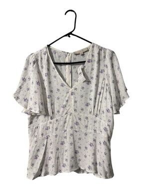 LOFT NWT Floral Short Sleeve V-Neck Peplum Top - Size 6